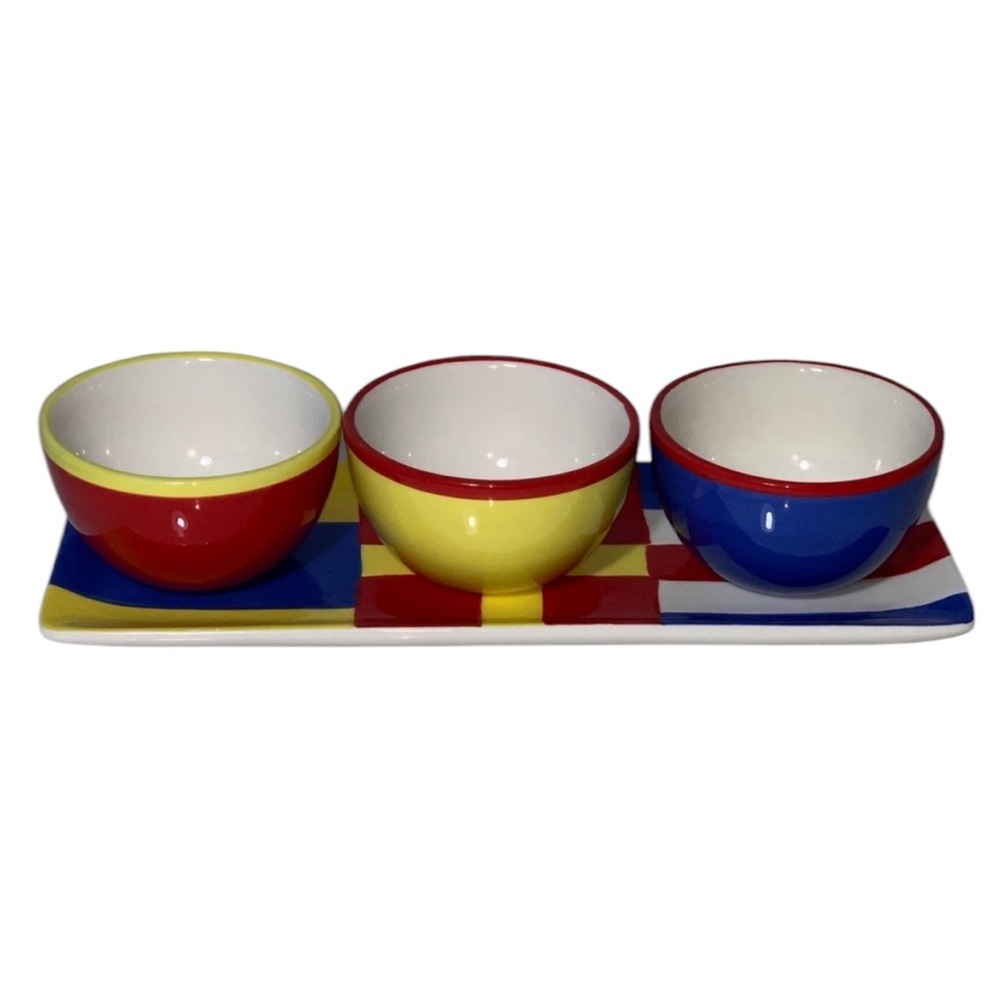 Boston International Condiment Bowls with Tray Set